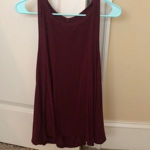maroon open back tank top